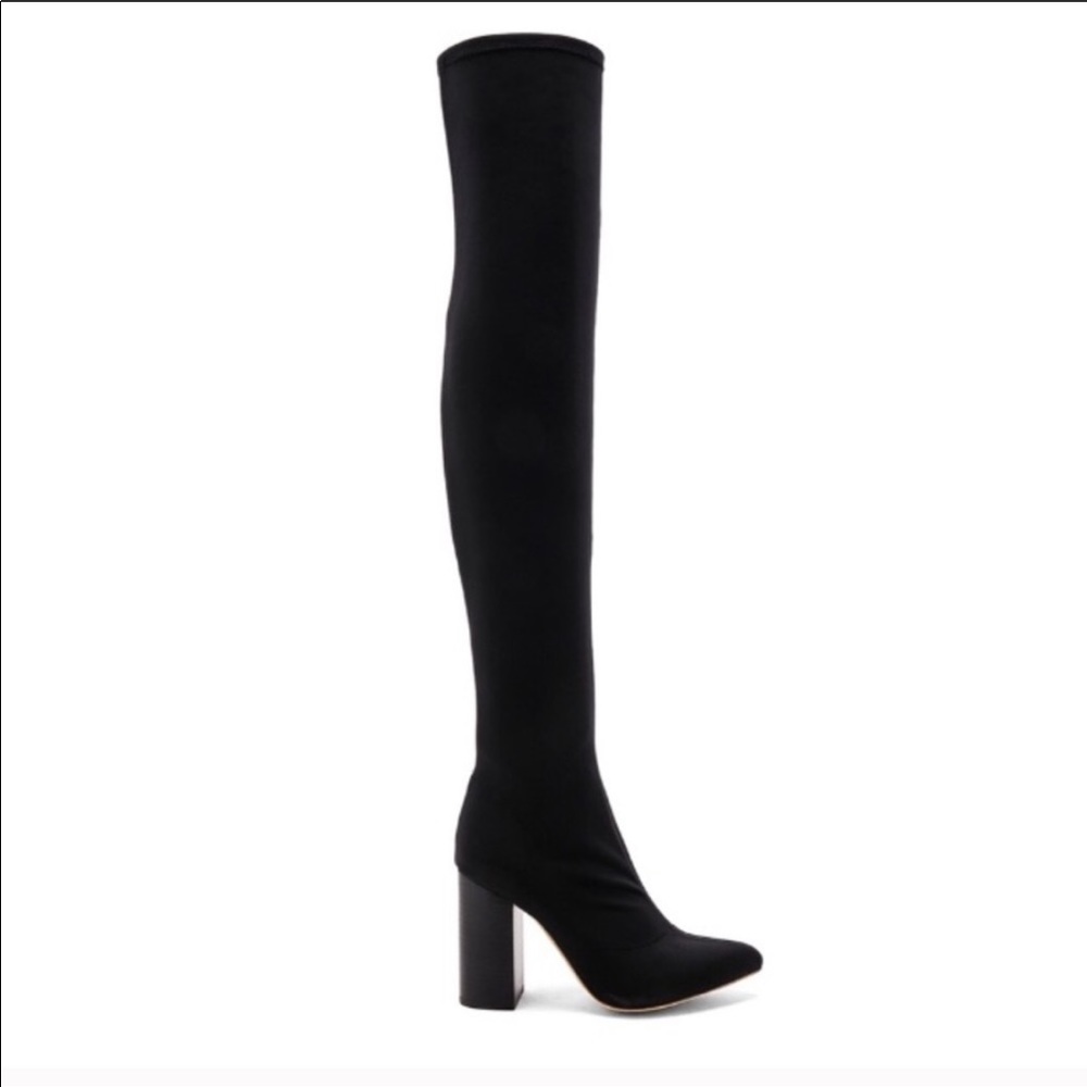 Raye Thigh High Black Heeled Boots